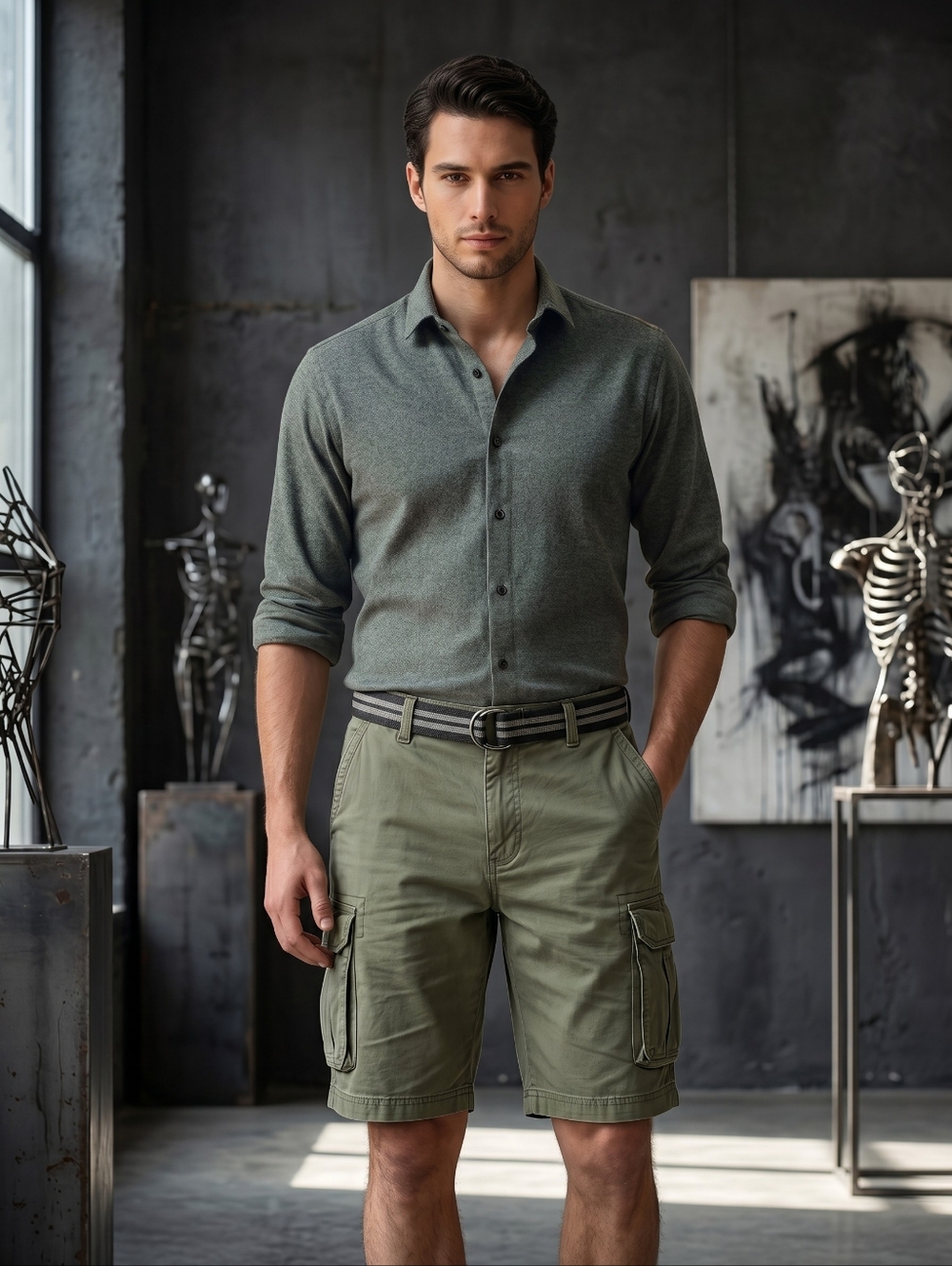 EUC Unionbay Size 36 Army Green Cargo Pocket Shorts!!